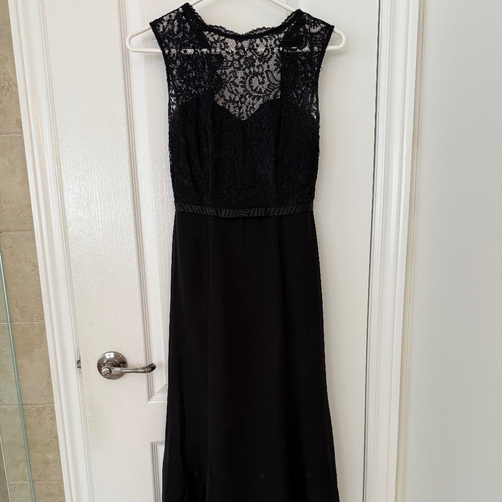 Dessy Collection Vivian Diamond Black Lace Bridesmaid/Evening Gown